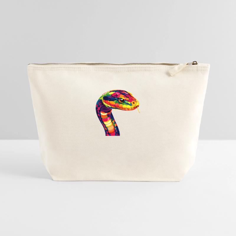 Snake Python Cobra Mamba Rattlesnake Snake Canvas Zip Pouch 22 x 23 cm