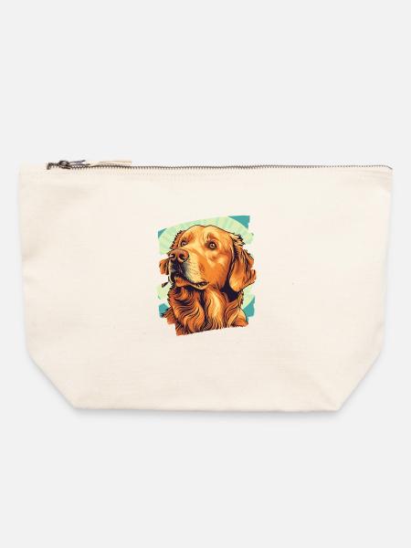 Golden Retriever - Canvas Reißverschluss-Täschchen (22 x 23 cm) - Naturweiß