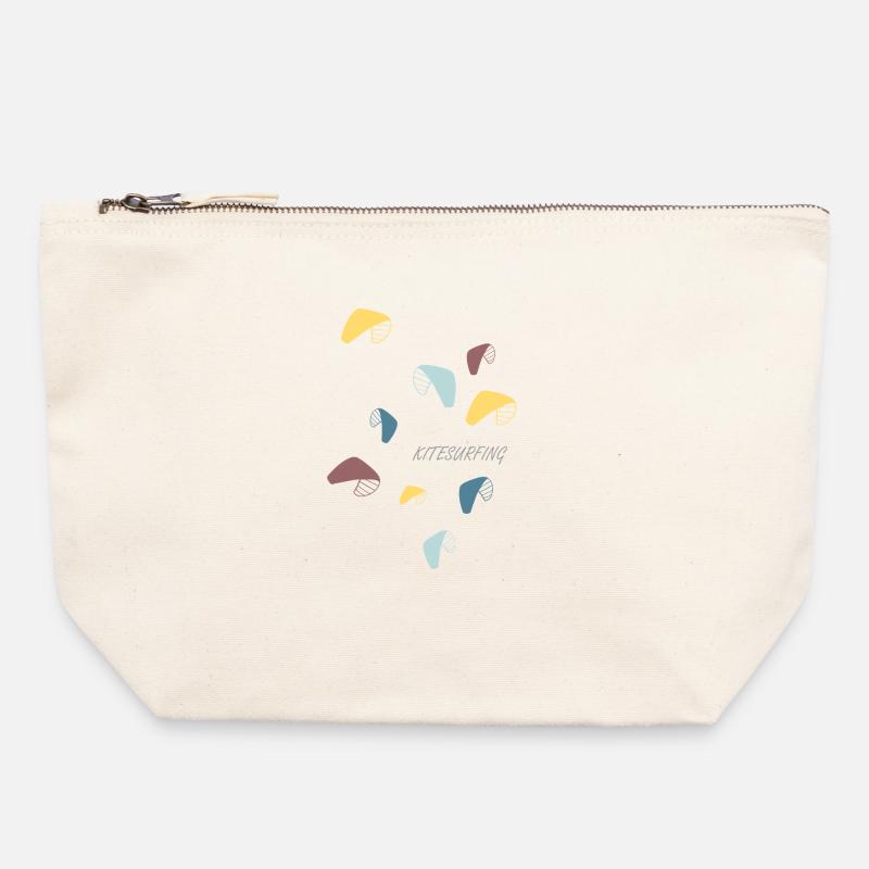 Kitesurfing Pastel Pattern - Canvas Zip Pouch 22 x 23 cm - nature