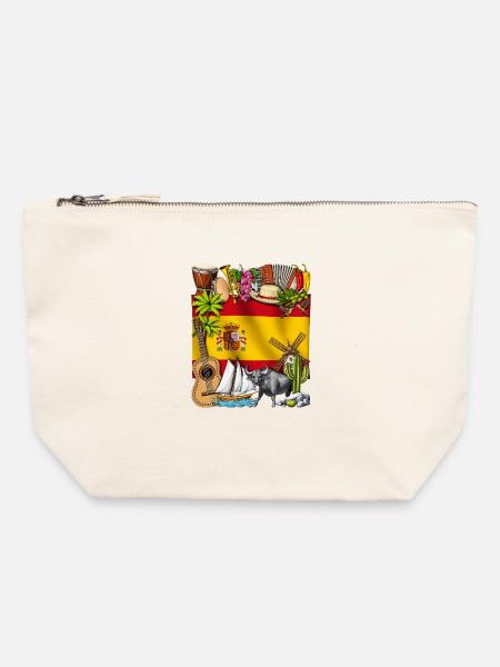 Spanien - Canvas Reißverschluss-Täschchen (22 x 23 cm) - Naturweiß