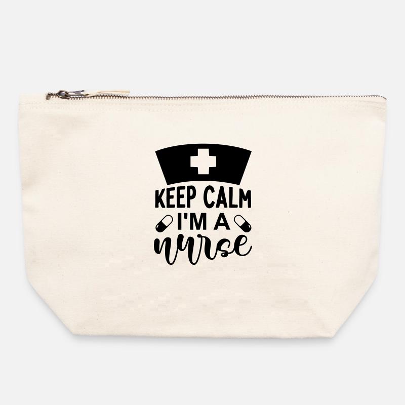 Keep calm im a nurse - Canvas Reißverschluss-Täschchen (22 x 23 cm) - Naturweiß