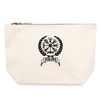 Vegvisir Wikinger Kompass im Vikng Banner - Canvas Reißverschluss-Täschchen (22 x 23 cm) - Naturweiß - Vorne