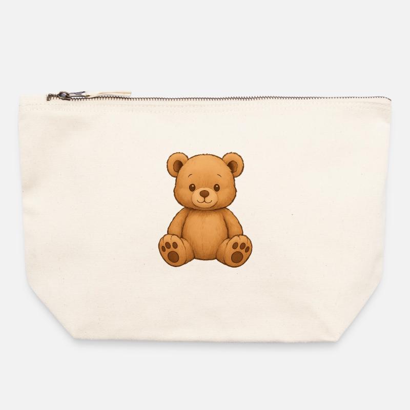 Kuscheltier süßer Teddy - Canvas Reißverschluss-Täschchen (22 x 23 cm) - Naturweiß