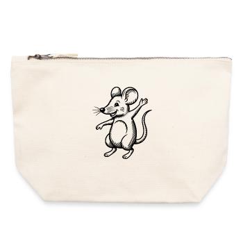 Maus Tanzen Springen Lachen Hüpfen Winken Feiern - Canvas Reißverschluss-Täschchen (22 x 23 cm) - Naturweiß - Vorne