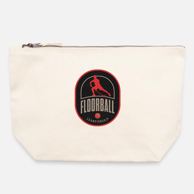 Floorball Championship Patch - Canvas Zip Pouch 22 x 23 cm - nature