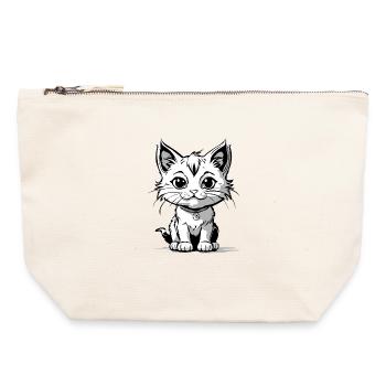 Kittycat - Canvas Reißverschluss-Täschchen (22 x 23 cm) - Naturweiß - Vorne
