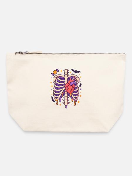 Anatomie Gothic Thoraxkäfig - Canvas Reißverschluss-Täschchen (22 x 23 cm) - Naturweiß