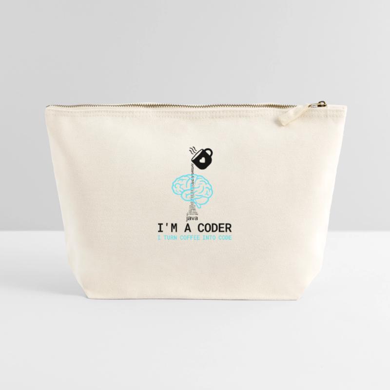 T-shirt Coder : Du café dans le code – Nerdy Programmie Pochette zippée en toile 22 x 23 cm