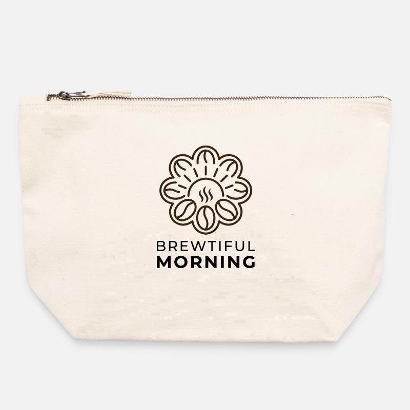 Brewtiful Morning - Kaffee Spruch Bohne Logo - Canvas Reißverschluss-Täschchen (22 x 23 cm) - Naturweiß