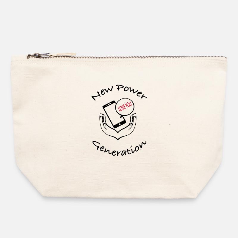 Nouvelle conception du message d’amour de la génération d’énergie - Pochette zippée en toile 22 x 23 cm - blanc naturel