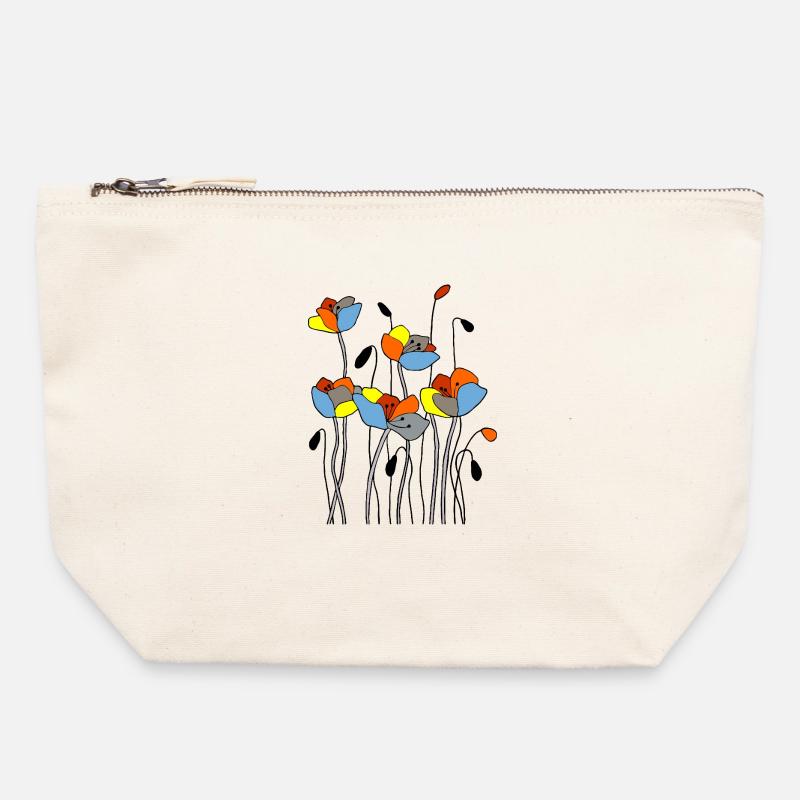 Fleur - Pochette zippée en toile 22 x 23 cm - blanc naturel