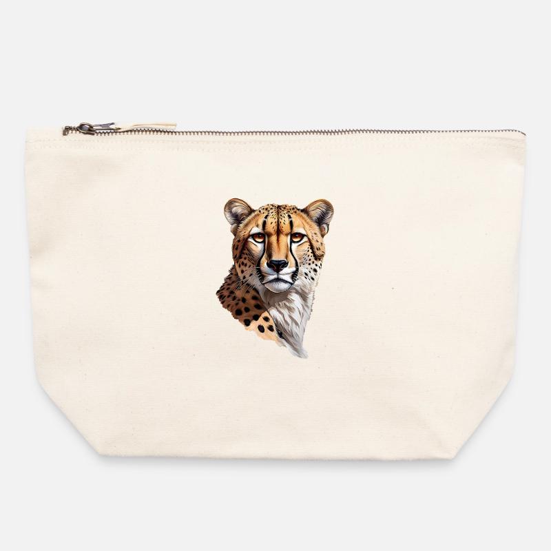 Guépard - Pochette zippée en toile 22 x 23 cm - blanc naturel