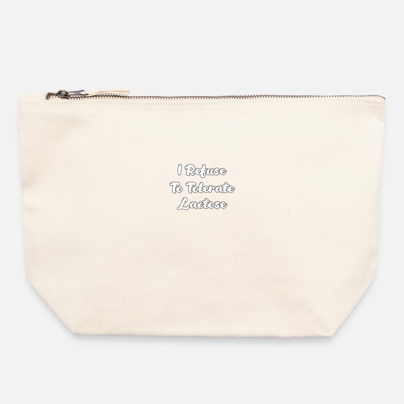 Je refuse de tolérer le lactose - Pochette zippée en toile 22 x 23 cm - blanc naturel