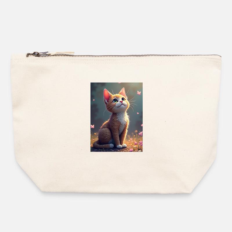chaton_mignon - Canvas Reißverschluss-Täschchen (22 x 23 cm) - Naturweiß
