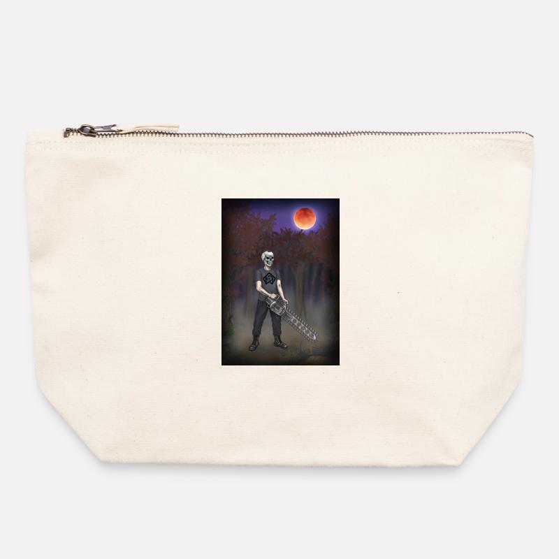 Forest worker, forester, chainsaw, full moon - Canvas Zip Pouch 22 x 23 cm - nature