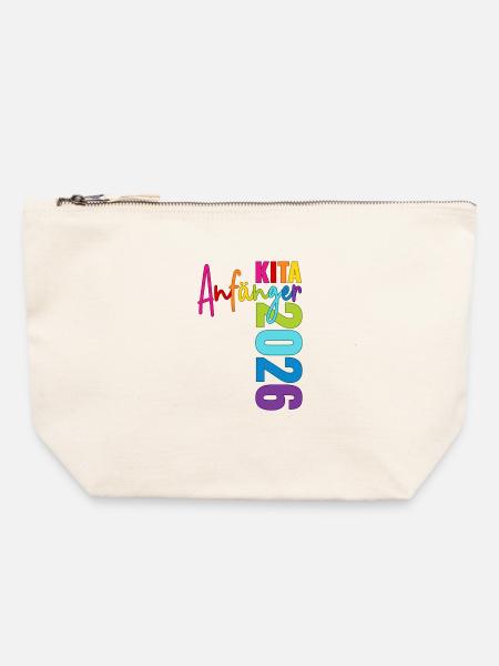 Kita Anfänger 2026 - Canvas Reißverschluss-Täschchen (22 x 23 cm) - Naturweiß