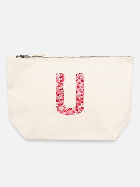 Buchstabe U - Kussgeschenk - Canvas Reißverschluss-Täschchen (22 x 23 cm) - Naturweiß