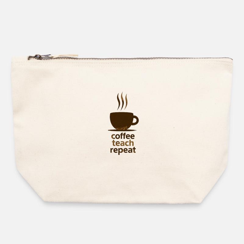 Coffee, Teach, Repeat - Canvas Zip Pouch 22 x 23 cm - nature