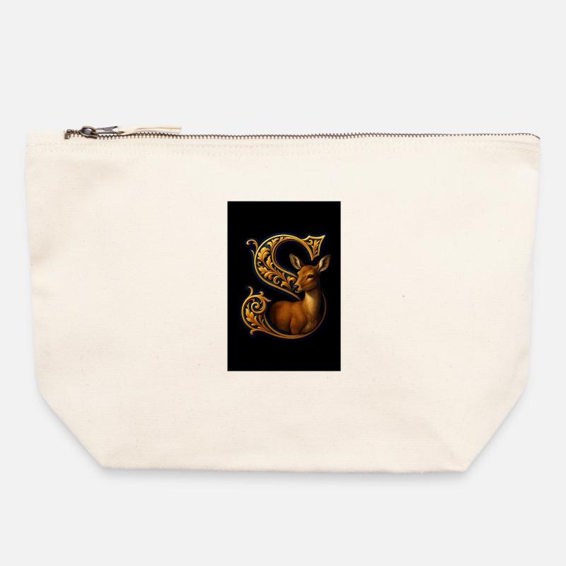 S – Magic Ornament with Doe - Canvas Zip Pouch 22 x 23 cm - nature