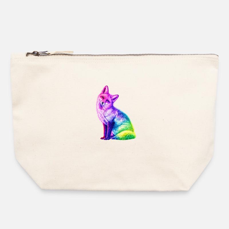 Rainbow Fox Color Art - Canvas Zip Pouch 22 x 23 cm - nature