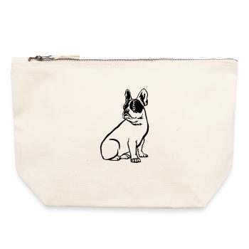 Français Bulldog - Pochette zippée en toile 22 x 23 cm - blanc naturel - Devant