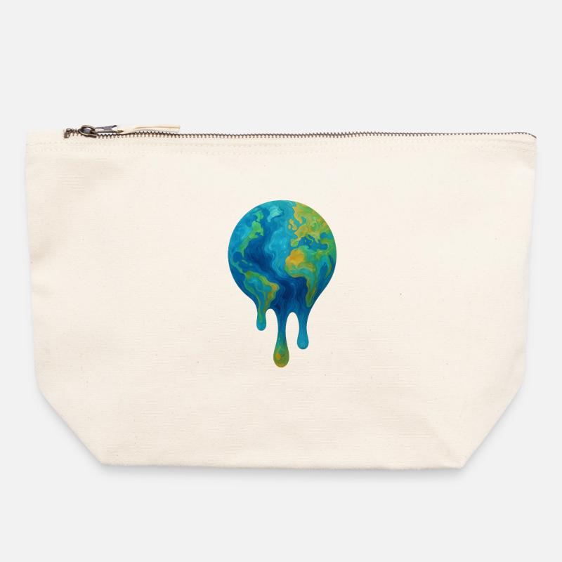 Melting Globe – Abstract Climate Art - Canvas Zip Pouch 22 x 23 cm - nature
