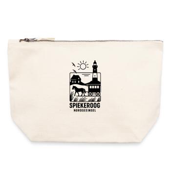 Spiekeroog Insel Erholung Urlaub Silhouette - Canvas Reißverschluss-Täschchen (22 x 23 cm) - Naturweiß - Vorne