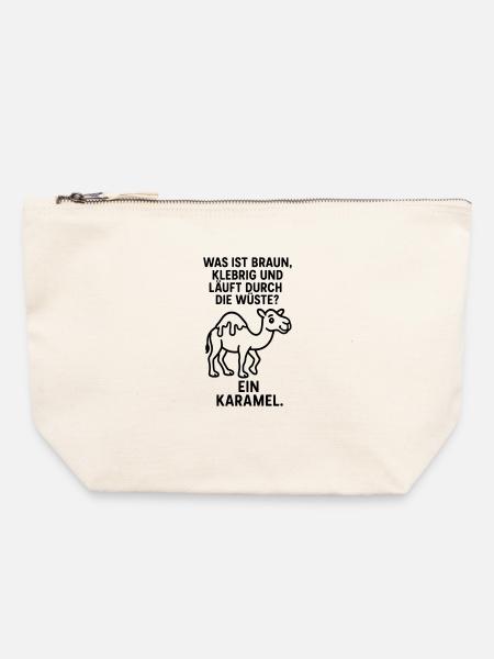 karamel karamell kamel wüste kinder witz - Canvas Reißverschluss-Täschchen (22 x 23 cm) - Naturweiß