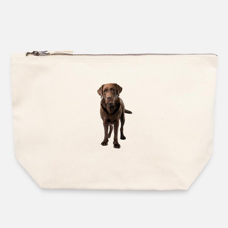 Brown Labrador Comic Style - Canvas Zip Pouch 22 x 23 cm - nature