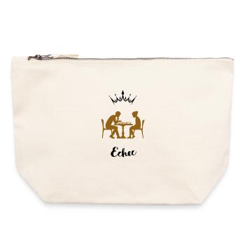 Échiquier au café - Pochette zippée en toile 22 x 23 cm - blanc naturel - Devant