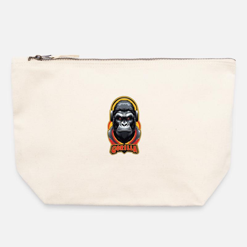 Gorilla - Canvas Reißverschluss-Täschchen (22 x 23 cm) - Naturweiß