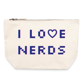 J’adore les nerds - Pochette zippée en toile 22 x 23 cm - blanc naturel - Devant