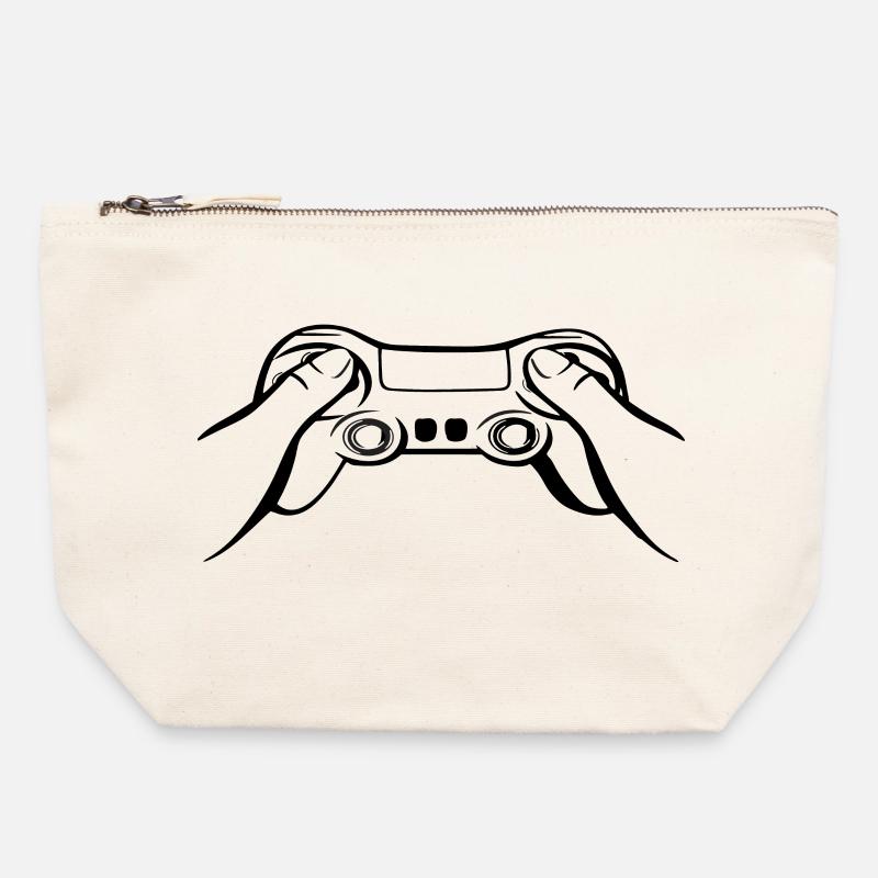 Gamecontroller schwarz - Canvas Reißverschluss-Täschchen (22 x 23 cm) - Naturweiß