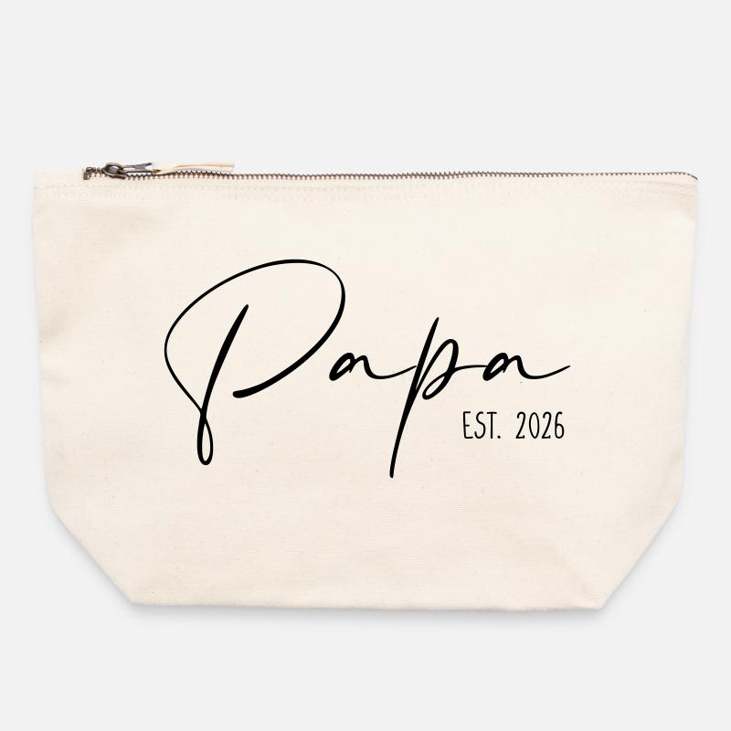 Papa est 2026 - Canvas Reißverschluss-Täschchen (22 x 23 cm) - Naturweiß