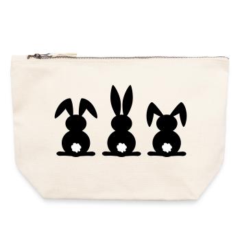 Silhouette de lapin. Joyeuse fête de Pâques ou de Pâques. Oeuf. - Pochette zippée en toile 22 x 23 cm - blanc naturel - Devant