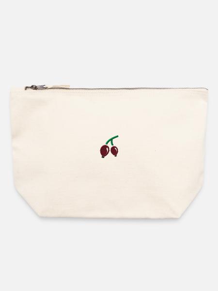 Brombeeren bestickt - Canvas Reißverschluss-Täschchen (22 x 23 cm) - Naturweiß