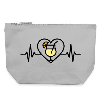 Piña Colada Cocktail Cœur Tropical - Pochette zippée en toile 22 x 23 cm - gris chiné - Devant
