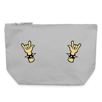 Diable cornes métal Inscrivez deux doigts - Pochette zippée en toile 22 x 23 cm - gris chiné - Devant
