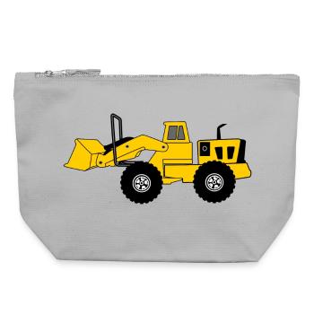 Gelber Bulldozer - Canvas Reißverschluss-Täschchen (22 x 23 cm) - Grau meliert - Vorne