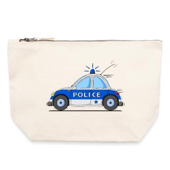 Polizeiauto Police Blau - Canvas Reißverschluss-Täschchen (22 x 23 cm) - Naturweiß - Vorne