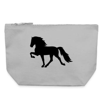 Tölter Cheval islandais - Pochette zippée en toile 22 x 23 cm - gris chiné - Devant