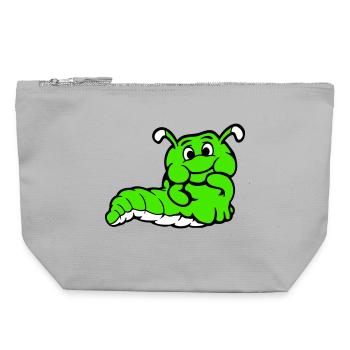 Caterpillar Worm Shy Friendly Curious Looking - Canvas Zip Pouch 22 x 23 cm - sports grey - Front