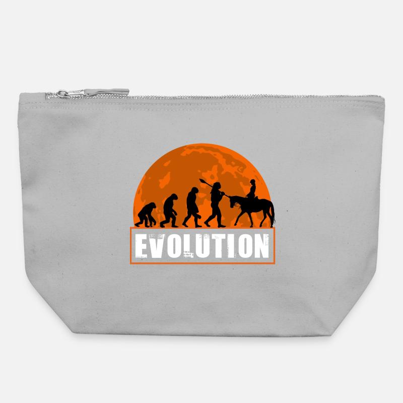 Evolution des Menschen Reitkunst - Canvas Reißverschluss-Täschchen (22 x 23 cm) - Grau meliert