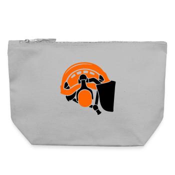 Forestry helmet, tree care, forest workers, lumberjacks - Canvas Zip Pouch 22 x 23 cm - sports grey - Front