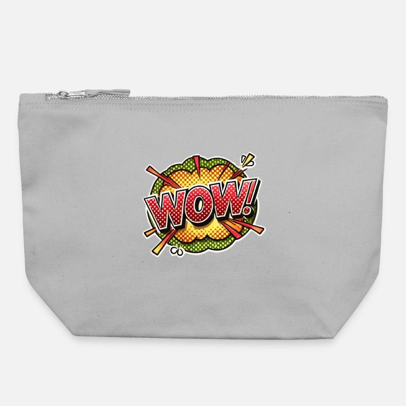 Pop Art Explosion Wow Design - Pochette zippée en toile 22 x 23 cm - gris chiné
