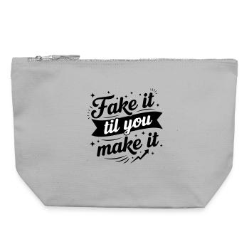 Fake It Til You Make It - Success Confidence Minds - Canvas Zip Pouch 22 x 23 cm - sports grey - Front