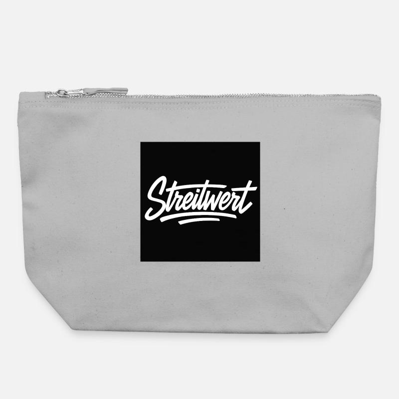 Streitwert Script Logo Schwarz - Canvas Reißverschluss-Täschchen (22 x 23 cm) - Grau meliert