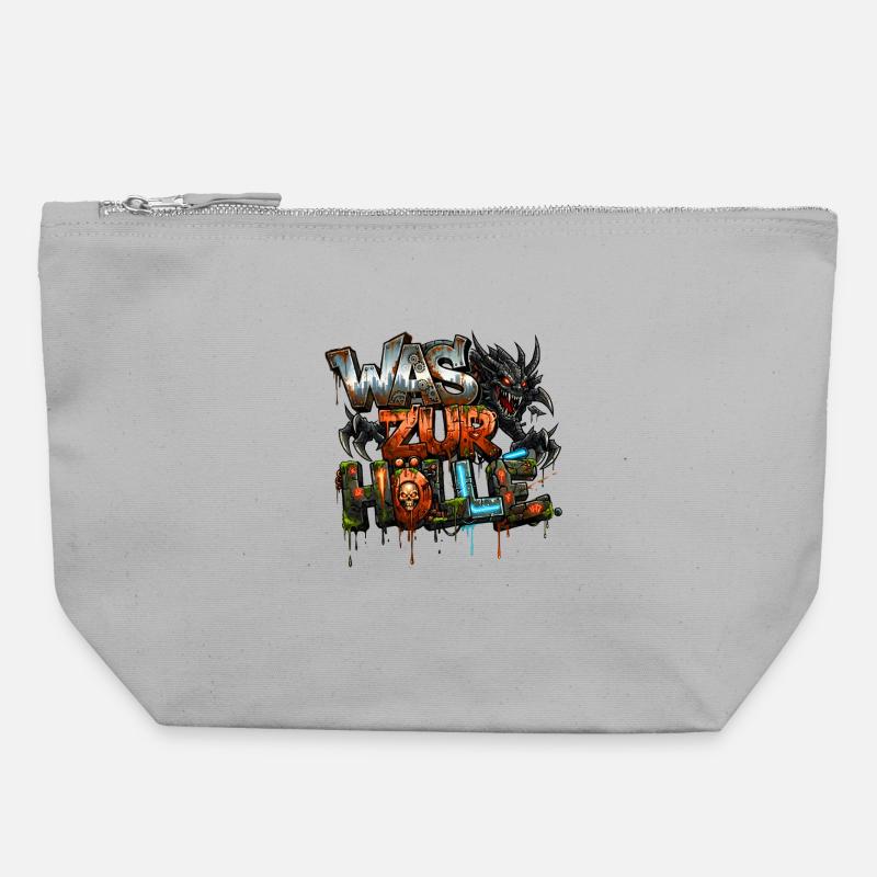 Hell, Devils & Demons Urban Street Art Graffiti - Canvas Zip Pouch 22 x 23 cm - sports grey
