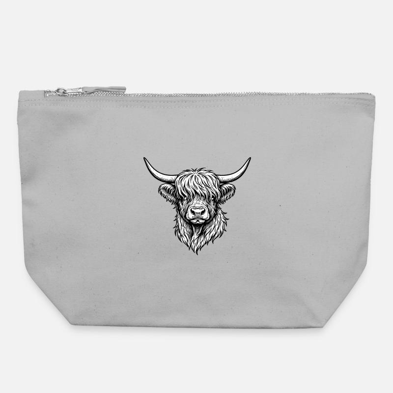 Highlander Line Drawing Monochrome - Canvas Zip Pouch 22 x 23 cm - sports grey