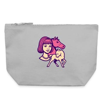 Horse Girl Pop Art Pink - Canvas Zip Pouch 22 x 23 cm - sports grey - Front